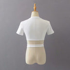 Women's Summer Irregular Crop Top - Casual Short Sleeve