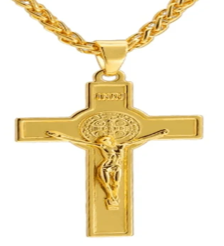 Gold-Plated Jesus Cross Necklace | Christian Jewelry