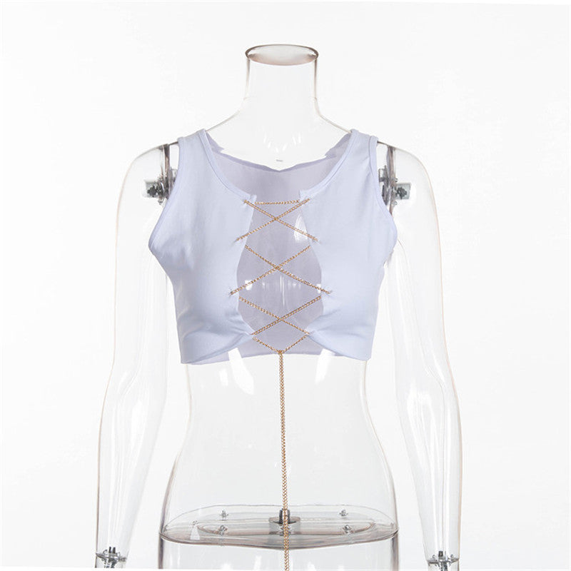 Summer Cropped Solid Color Tank Top for Women LBZ4058