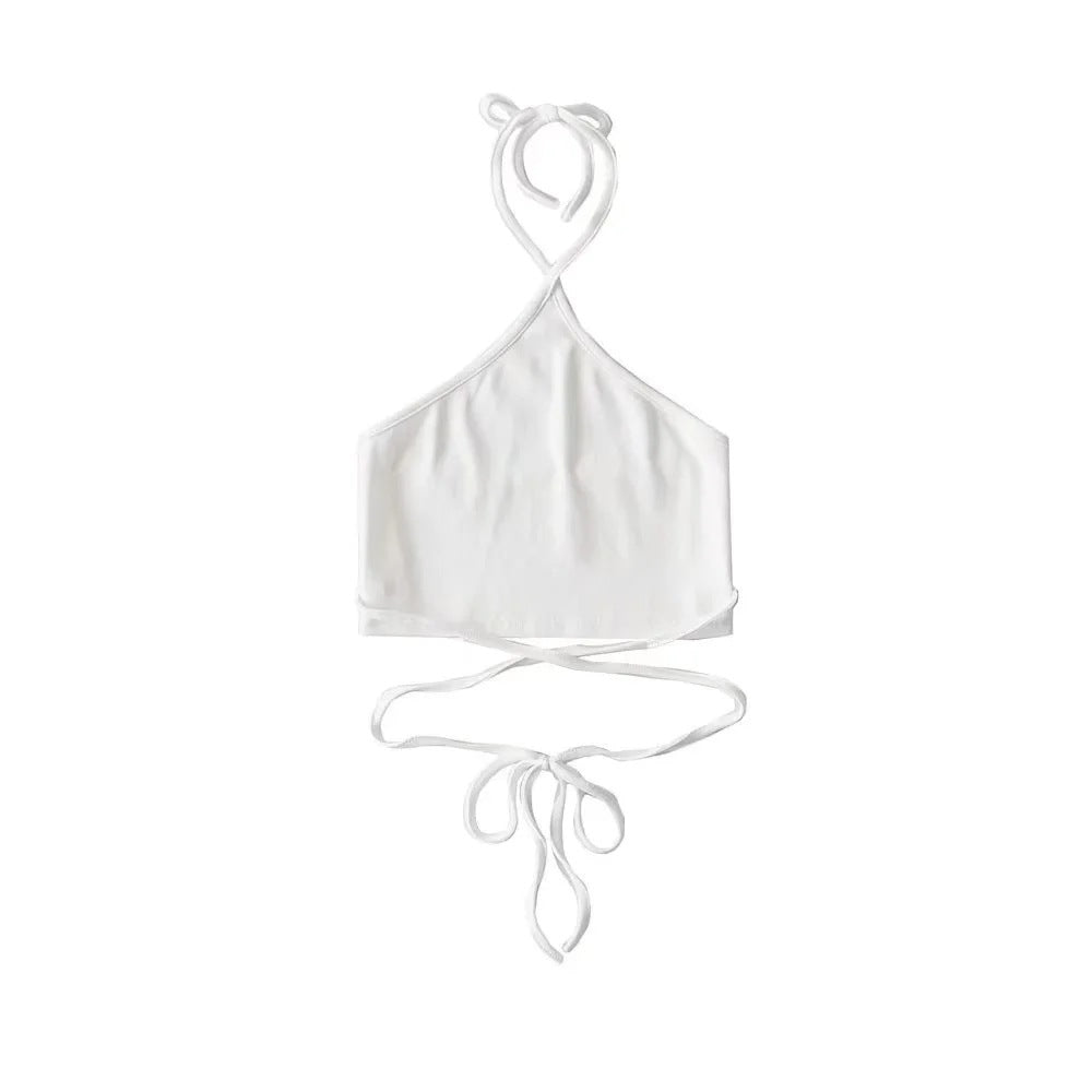 Women's Summer 2022 Crop Top with Neck Strap