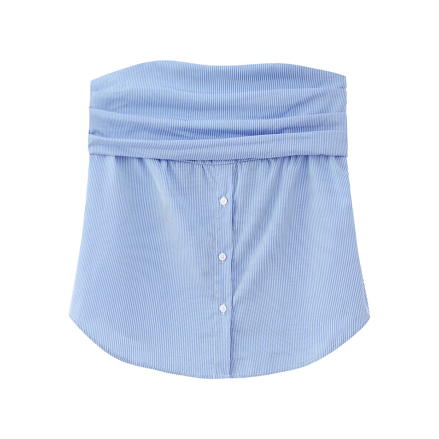 Spring New European Style Pleated Button Crop Top