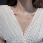 Korean Chic Rose Pendant Cat Eye Necklace