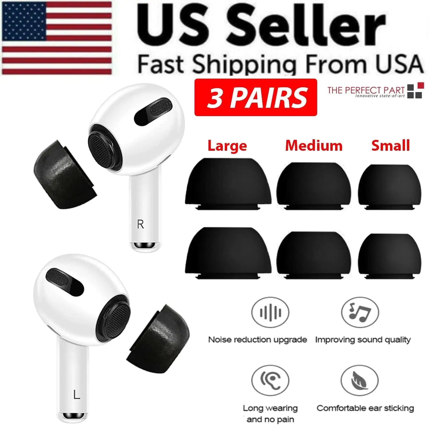 Replacement Ear Tips For Apple Airpods Pro Memory Foam Tips Airpod Pro - 3 Pairs | Accessory