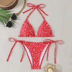 Green Ditsy Floral Triangle Bikini Set