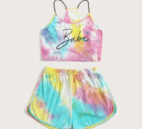 Tie-Dye Crop Top and Shorts Set - Casual and Stylish