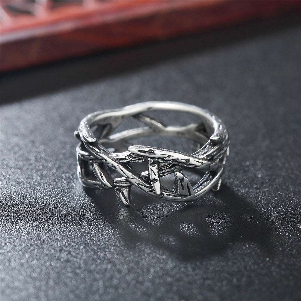 Vintage Jesus Thorn Crown Titanium Steel Ring | Christian Jewelry