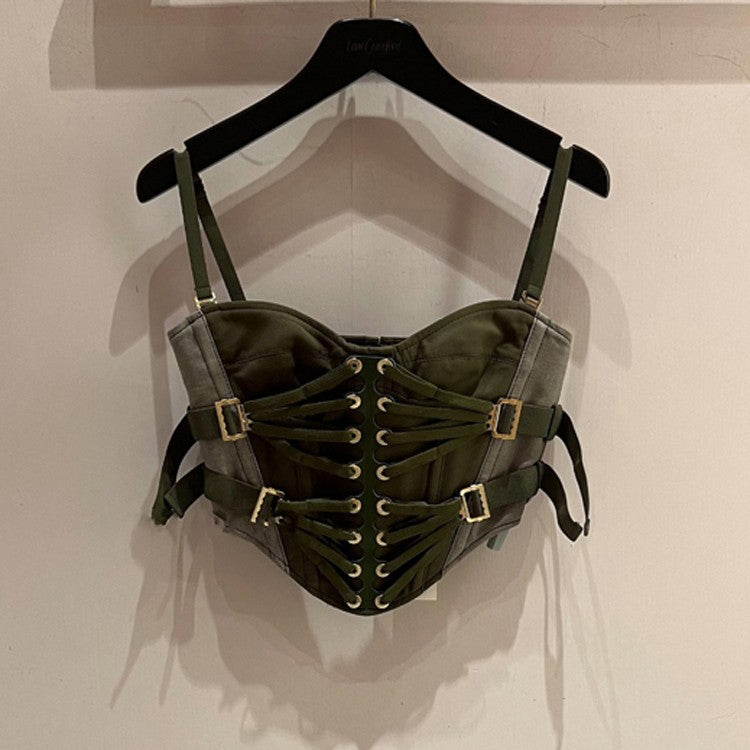 Color Block Splicing Suspender Tank Top for Women
