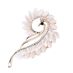 Fashionable Cat Eye Stone Peacock Brooch with Rhinestones