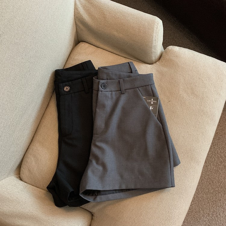 Gray High-Waist A-Line Shorts for Women