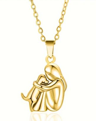 Best Friend And Dog Hugging Earrings and Necklace | Jewelry