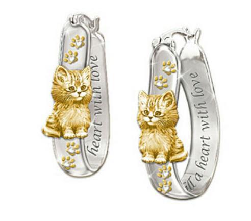 Creative Cat Earrings with Ear Clips
