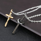Stainless Steel Black Gold Cross Couple Necklace