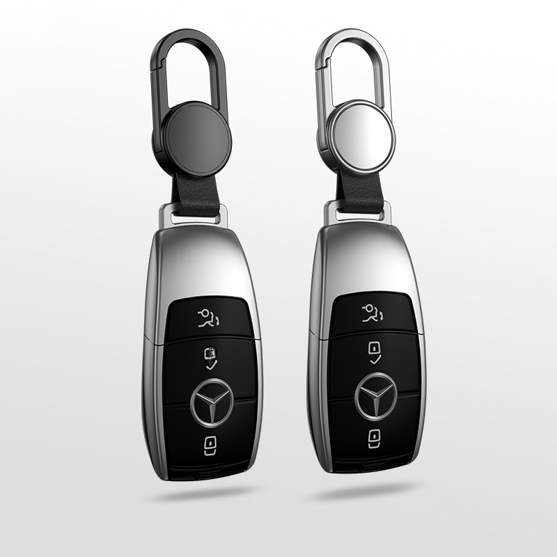 Men's Leather Car Keychain with Metal Clip | Accessory