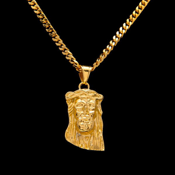 Abstract Jesus Necklace with Glossy Mustache Design | Christian Jewelry