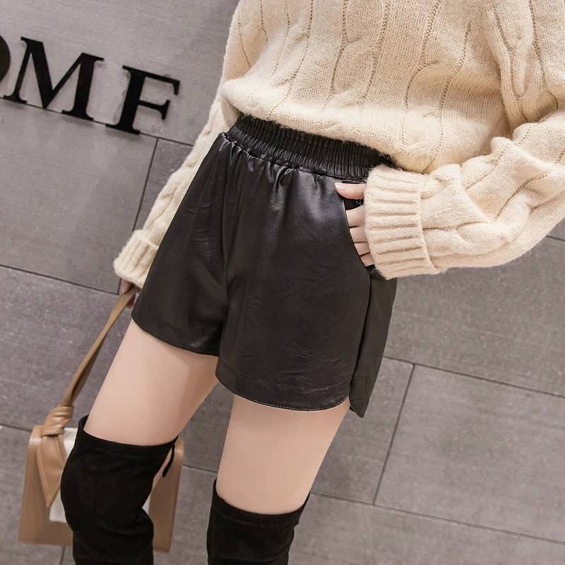 High Waist PU Leather Shorts for Women - Loose Fit