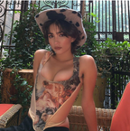 Vintage Oil Painting Crop Top, Sleeveless Vest