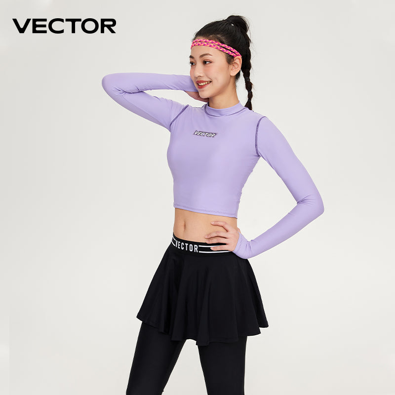 Women's Long Sleeve Rash Guard Swim Set with Skirt Leggings