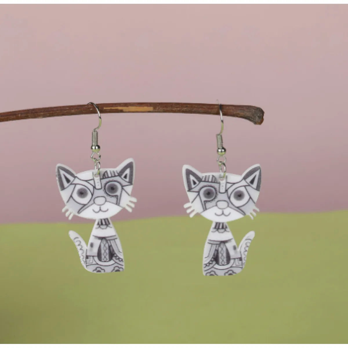 3D Painted Cat Earrings | Jewelry