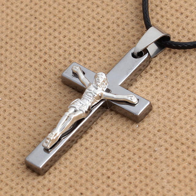 Jesus Cross Pendant in Titanium Steel Necklace | Christian Jewelry