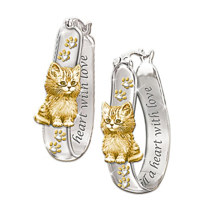 Creative Cat Earrings with Ear Clips
