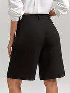 Knee-Length Women's Casual High Waist Suit Shorts (1pc)