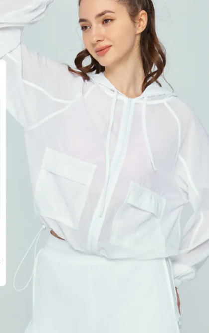 Women's Loose Zippered Drawstring Yoga Long Sleeve Sports Jacket Cover Up