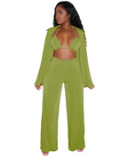 Bikini Top, Pants and Cardigan Set