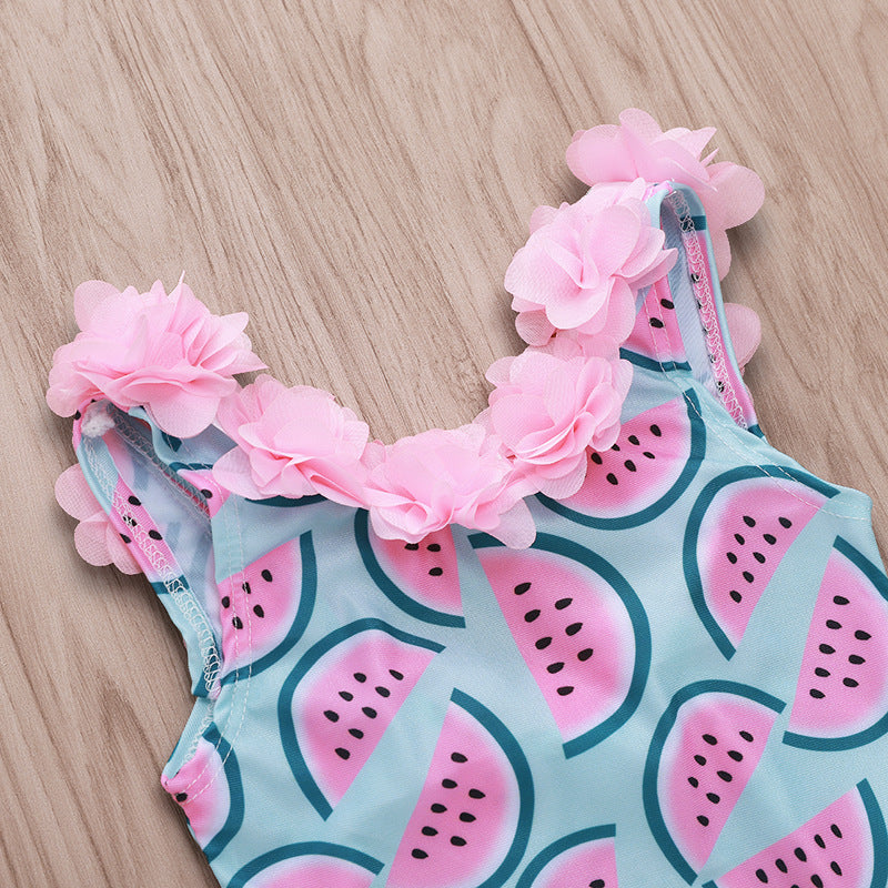 Girls' Watermelon Floral One-Piece Swimsuit
