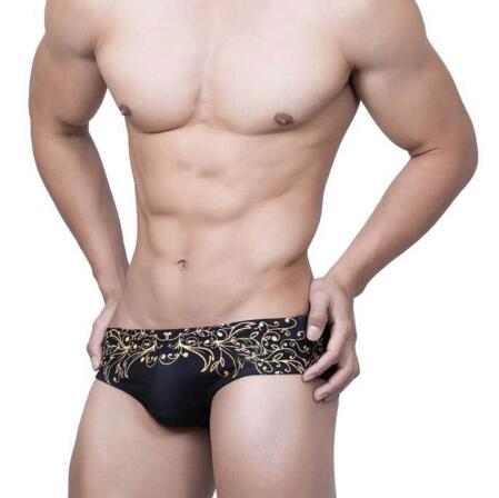 Men's Gold Leaf Print Swim Briefs
