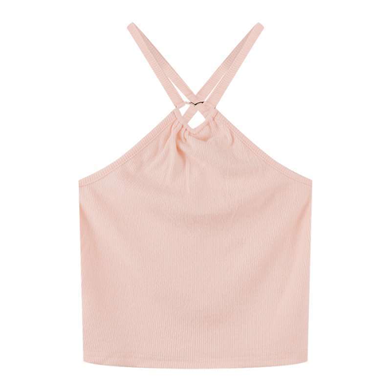 Iron Ring Halter Crop Top with Butterfly Patch