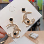 Korean Style Cross Moon Earrings with Silver Pins
