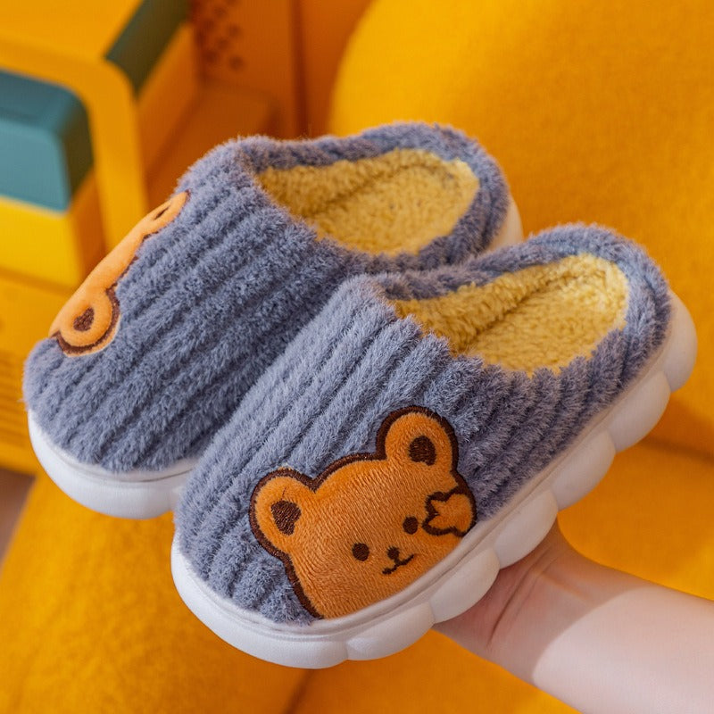 Kids Fuzzy Bunny Plush House Slippers
