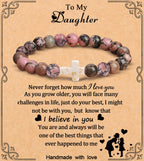 MFTRADING Cross Bracelet Gifts To My Daughter Christian Religious Jewelry Inspirational Birthday Christmas Baptism Gift Bracelet for Her Daughter | Christian Jewelry