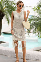 Crochet Fringe Cover-Up Dress