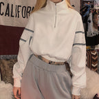 Loose-Fit Cropped Hoodie with Color Block Design