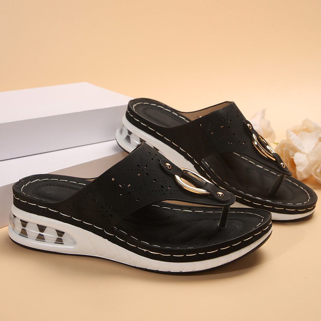 Air Cushion Thong Sandals Wedge Flip Flops for Women