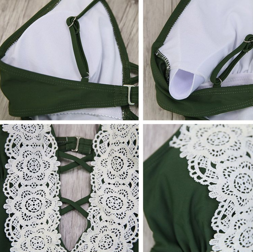 Crochet Plunge One-Piece Swimsuit