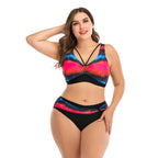 Plus Size Ombre Strappy High-Waist Bikini Set