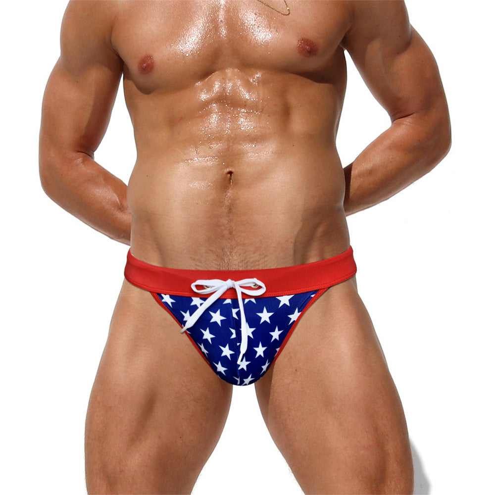 Men's Star Print Low-Rise Swim Briefs