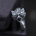 Thai Silver Animal Head Applique Ring - Pepper God Beast | Jewelry