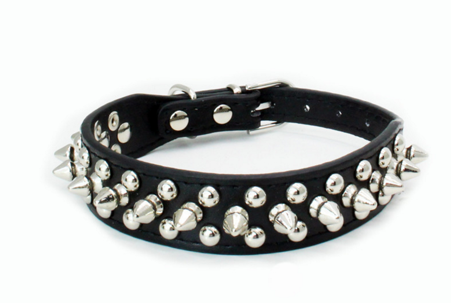 Punk Studded Dog Collar with Customizable PU Chain