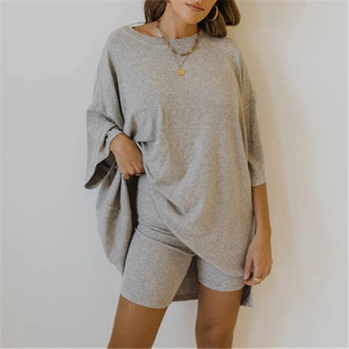 Women's Casual Short Sleeve T-shirt & Shorts Set