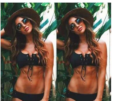 Women's Black Lace-Up Bikini Set