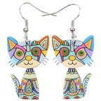 3D Painted Cat Earrings | Jewelry