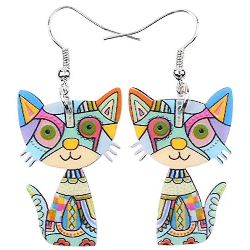 3D Painted Cat Earrings | Jewelry
