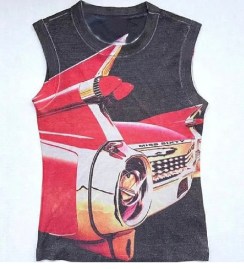 Printed Car Tank Top for Women (One Piece)