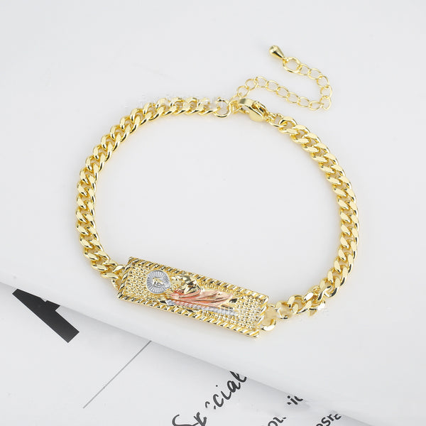 Jesus Rose Chain Bracelet with Drop Oil Ornament | Christian Jewelry