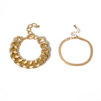 Punk Style Snake Bone Chain Bracelet Set with Cross