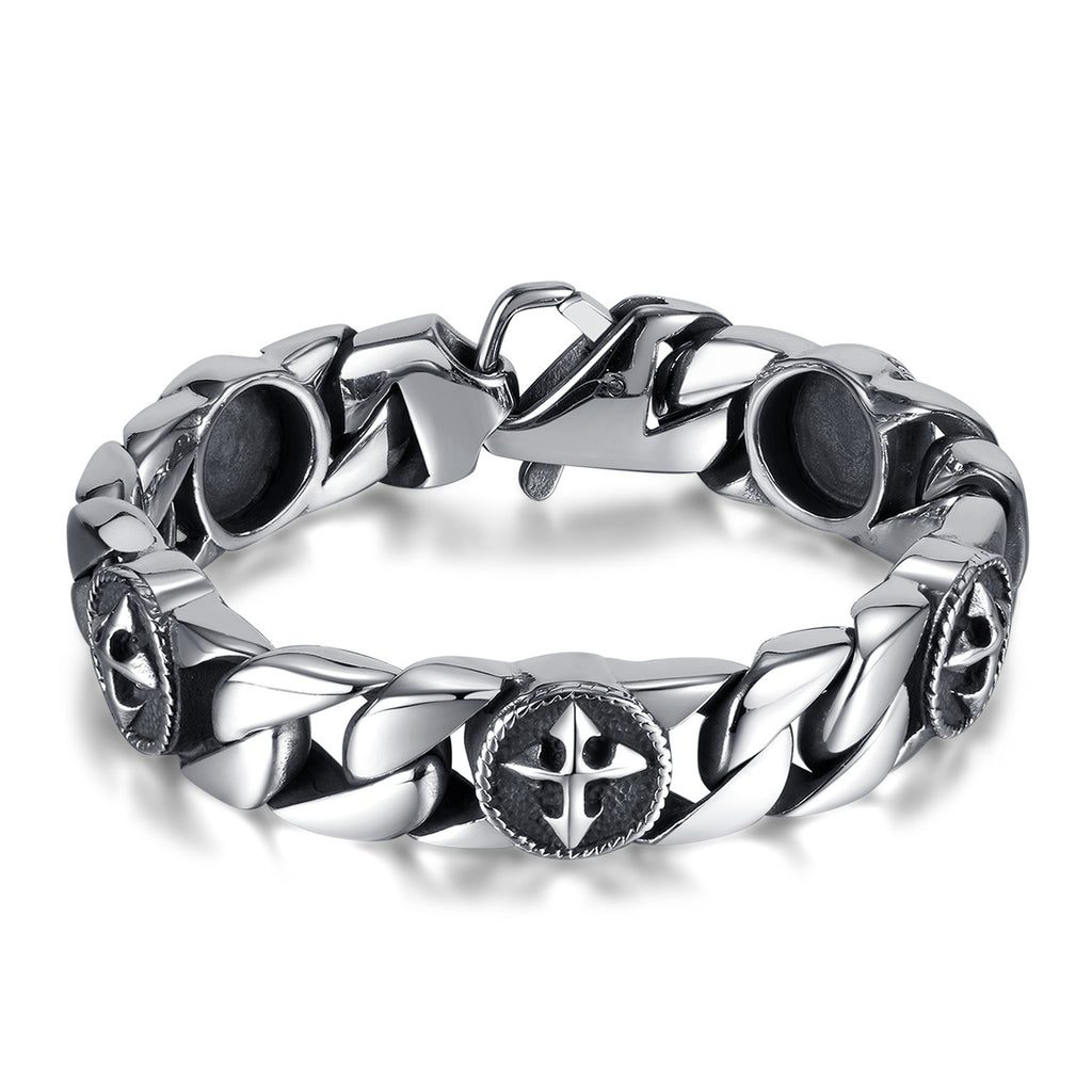 Vintage Titanium Steel Cross Shelf Bracelet