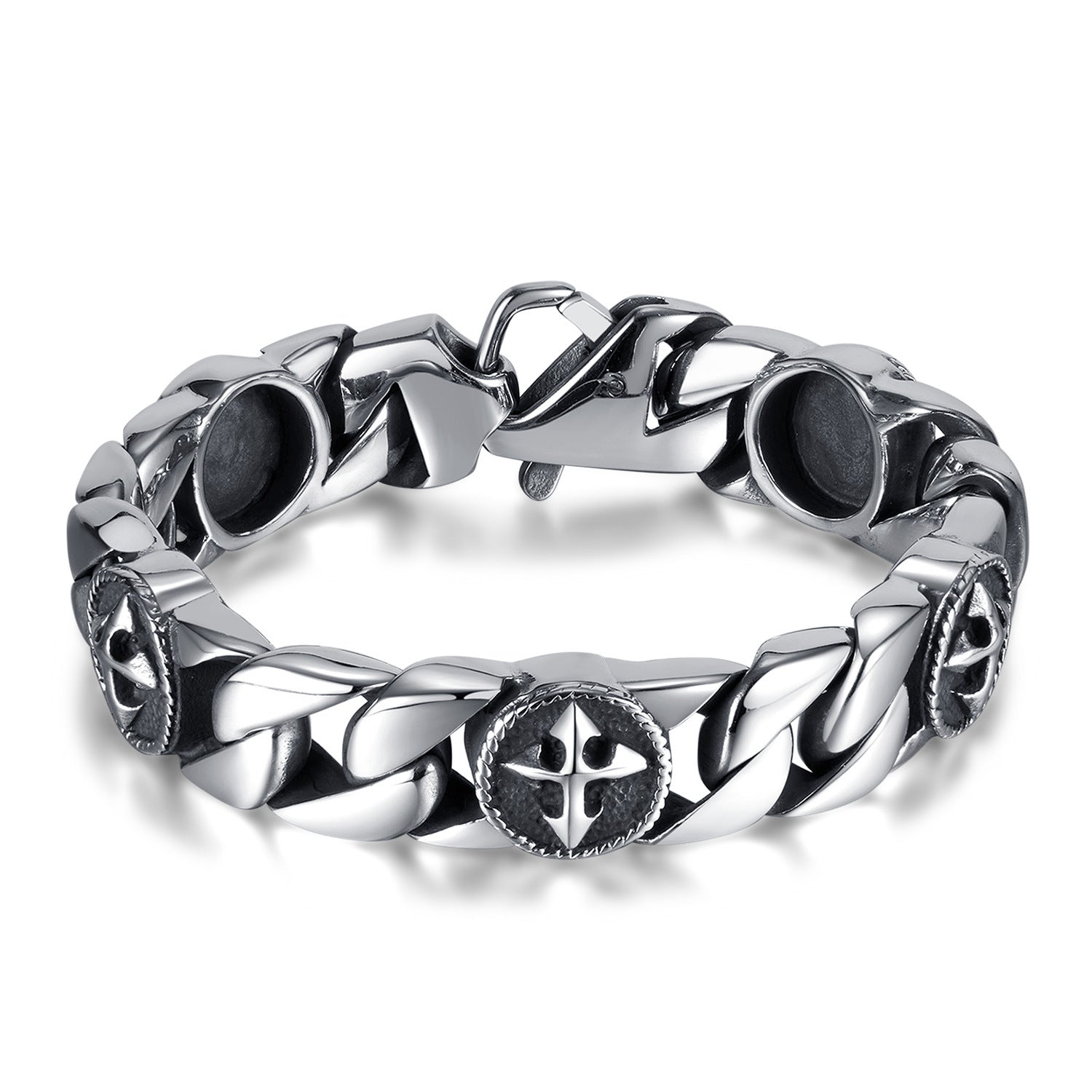 Vintage Titanium Steel Cross Shelf Bracelet